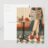 Cozy Morning Coffee and News ポストカード (正面/裏面)