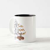Cozy Morning Coffee Chill Vibes Aesthetic Mug ツートーンマグカップ (正面左)