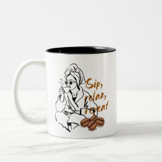 Cozy Morning Coffee Chill Vibes Aesthetic Mug ツートーンマグカップ