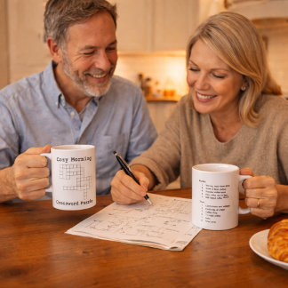 "Cozy Morning" Coffee Crossword Puzzle コーヒーマグカップ