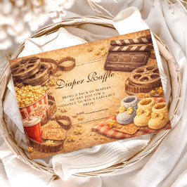 Cozy Movie Night Baby Shower Diapper Raffle エンクロージャーカード