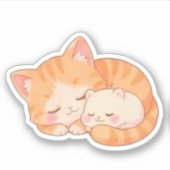 Cozy Naptime: Sleeping Cat & Hamster シール (正面)