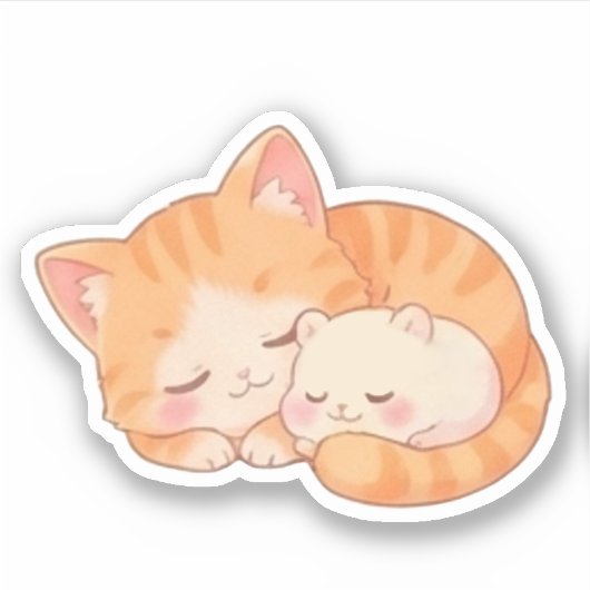 Cozy Naptime: Sleeping Cat & Hamster シール (正面)