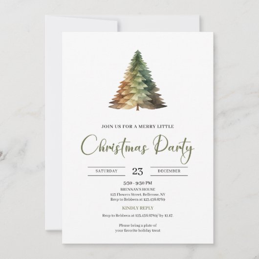 Cozy Neutral Earthy Rustic Minimalist Xmas Party  招待状 (正面)