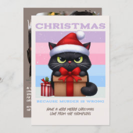 Cozy Neutral Funny Cat Retro Christmas Photo シーズンカード