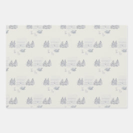 Cozy New England Christmas Home ラッピングペーパーシート