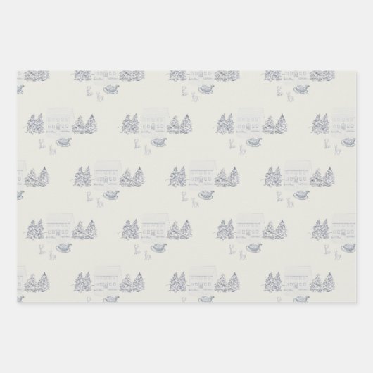 Cozy New England Christmas Home ラッピングペーパーシート (正面)