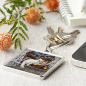 Cozy Nighttime Window Scene キーホルダー (側面)