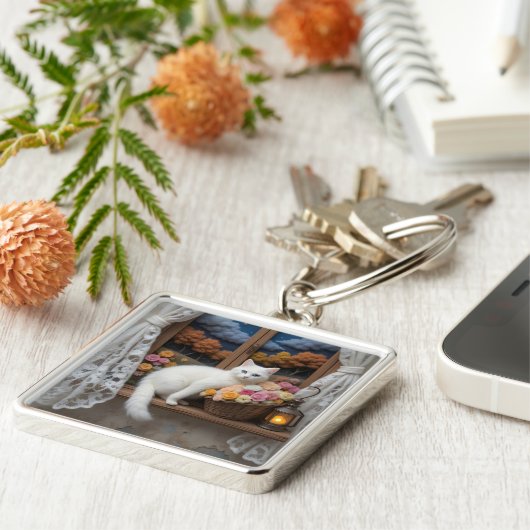 Cozy Nighttime Window Scene キーホルダー (側面)