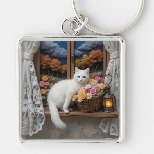 Cozy Nighttime Window Scene キーホルダー (正面)