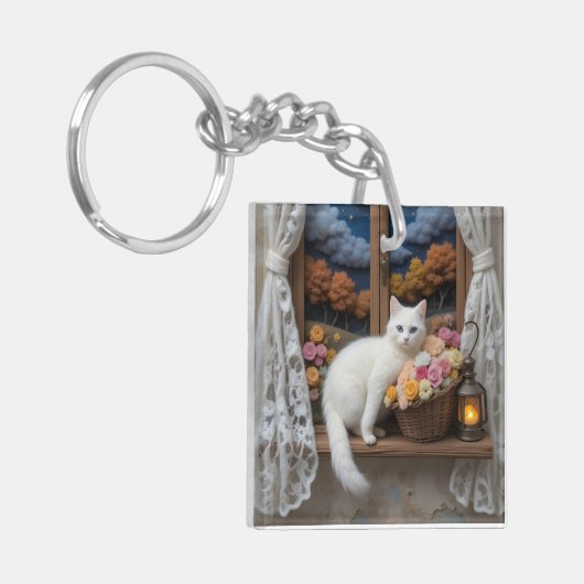 Cozy Nighttime Window Scene キーホルダー (正面左)