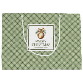 Cozy Nordic Christmas Gift Bag Beige Sage Palette ラージペーパーバッグ (裏面)