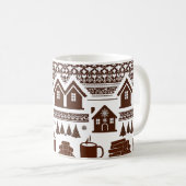 Cozy Nordic Knit Pattern Village & Mug Classic  コーヒーマグカップ (正面右)