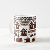 Cozy Nordic Knit Pattern Village & Mug Classic  コーヒーマグカップ (正面左)