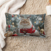 Cozy Norwegian Forest Cat Christmas Personalized   ランバークッション (ブランケット)