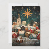 Cozy Nostalgic Christmas Village Scene Holiday シーズンカード (正面)