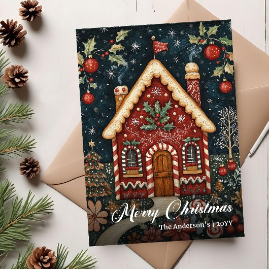 Cozy old fashioned Christmas house card download シーズンカード
