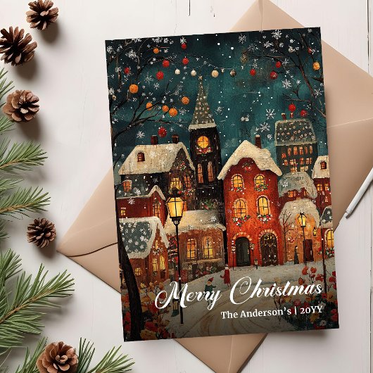 Cozy old fashioned Christmas scene seasonal card シーズンカード