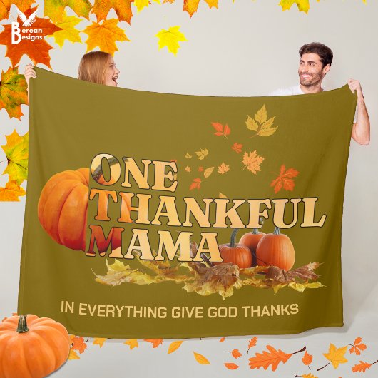 Cozy ONE THANKFUL MAMA Christian Thanksgiving フリースブランケット