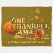 Cozy ONE THANKFUL MAMA Christian Thanksgiving フリースブランケット (正面(横))