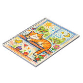 Cozy Orange Cat on Windowsill Whimsical Crayon Art ノートブック (左側)