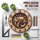 Cozy Orange Tabby Cat Wood ラージ壁時計