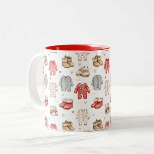 Cozy Pajamas Boho Babyshower Pattern ツートーンマグカップ (正面左)