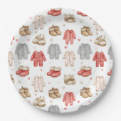 Cozy Pajamas Boho Babyshower Pattern ペーパープレート (正面)