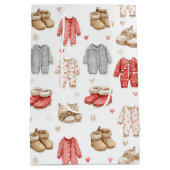 Cozy Pajamas Boho Babyshower Pattern ミディアムペーパーバッグ (裏面)