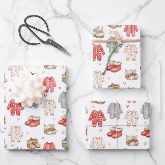 Cozy Pajamas Boho Babyshower Pattern ラッピングペーパーシート (正面)