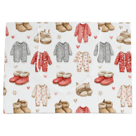 Cozy Pajamas Boho Babyshower Pattern ラージペーパーバッグ