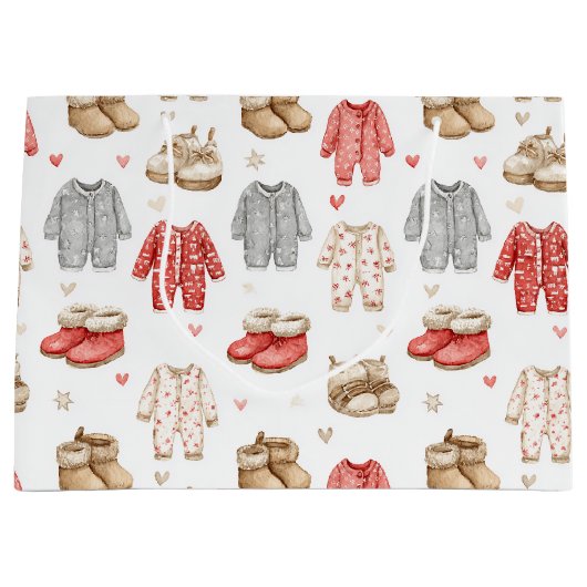 Cozy Pajamas Boho Babyshower Pattern ラージペーパーバッグ (正面)