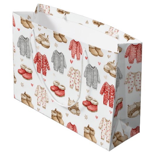 Cozy Pajamas Boho Babyshower Pattern ラージペーパーバッグ (裏面アングル)