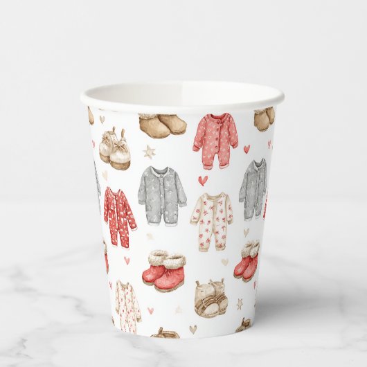 Cozy Pajamas Boho Babyshower Pattern 紙コップ (左)