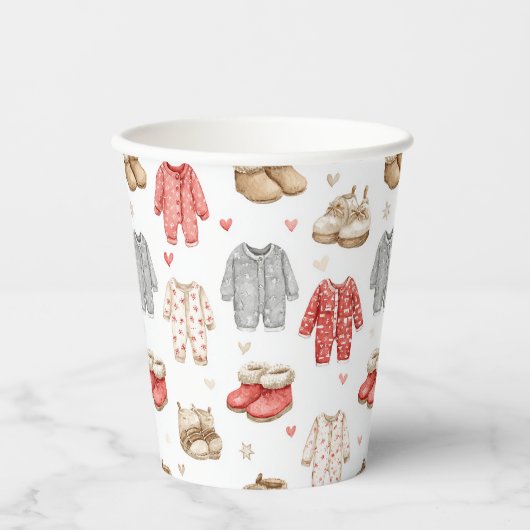 Cozy Pajamas Boho Babyshower Pattern 紙コップ (正面)