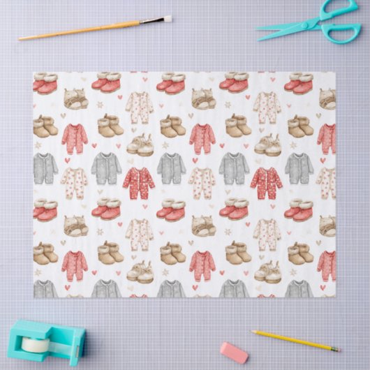 Cozy Pajamas Boho Babyshower Pattern 薄葉紙 (クラフト)