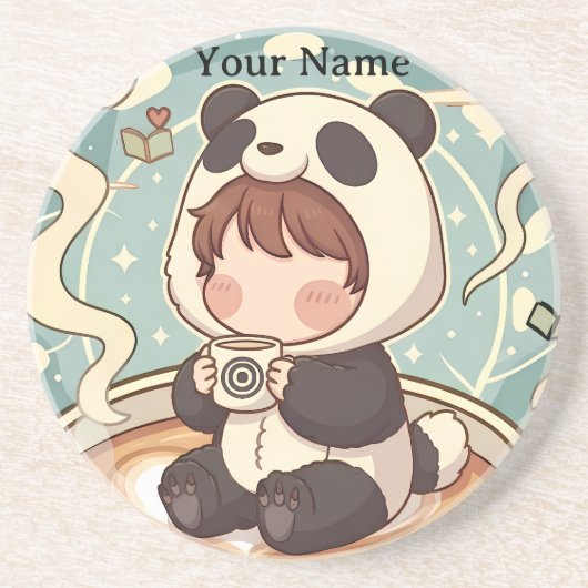 Cozy Panda Brew Absorbent Coaster Set コースター (正面)