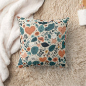 Cozy Pastel Floral & Geometric Pattern Pillow クッション (ブランケット)