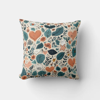 Cozy Pastel Floral & Geometric Pattern Pillow クッション