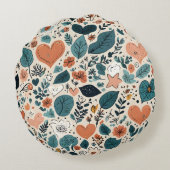 Cozy Pastel Floral & Geometric Pattern Pillow ラウンドクッション (裏面)