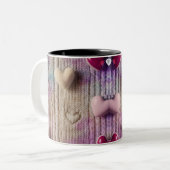 Cozy Pastel Knit Texture Multi Heart Two-Tone Mug ツートーンマグカップ (正面左)