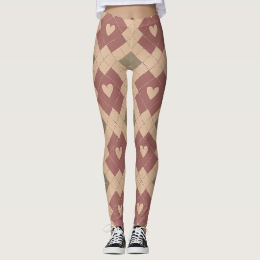 Cozy Patchwork Hearts Leggings レギンス (正面)