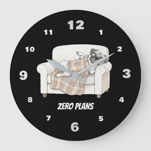 Cozy Paws Collection Black ラージ壁時計 (正面)