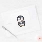 Cozy Penguin – Cute Kawaii Animal Illustration スクエアシール (封筒)