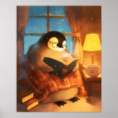 Cozy Penguin Reading Nursery Wall Art Print Poster ポスター (正面)