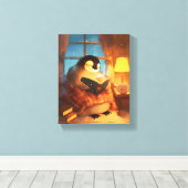 Cozy Penguin Reading Nursery Wall Print Canvas Art キャンバスプリント (インサイチュ (ウッドフロア))