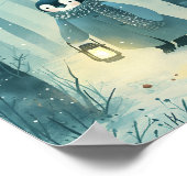 Cozy Penguin – Winter Nursery Wall Art Poster ポスター (角)