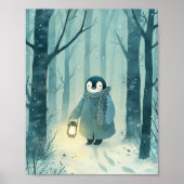 Cozy Penguin – Winter Nursery Wall Art Poster ポスター (正面)