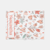 Cozy Personalized Floral Heart フリースブランケット (正面(横))