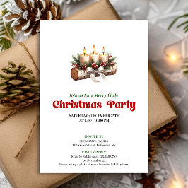 Cozy Pine Wreath Christmas Candles Invitation 招待状